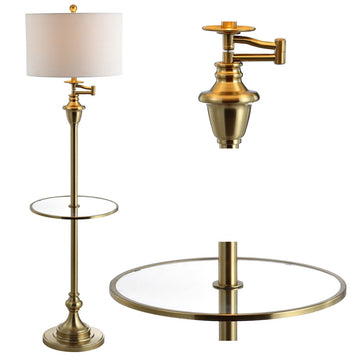 Cora 60" Metal/Glass LED Side Table and Floor Lamp - JONATHAN Y